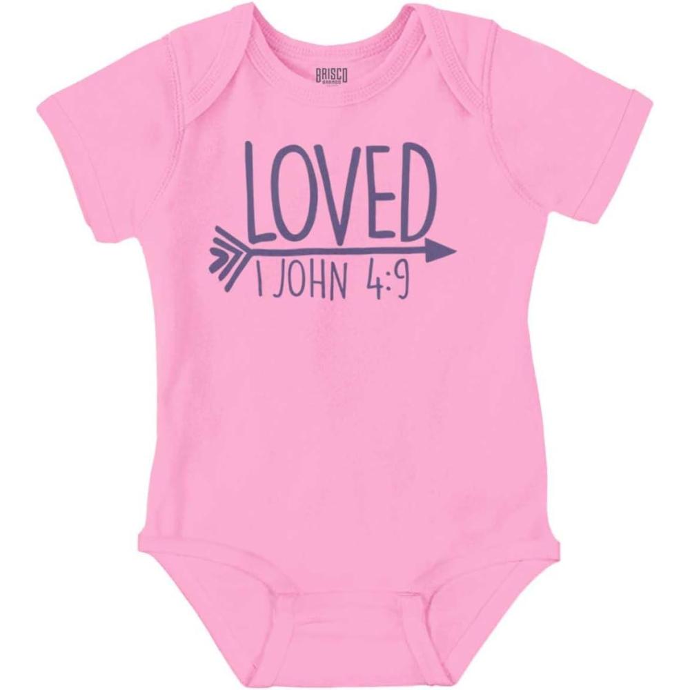 imageBrisco Brands Loved John 49 Christian Arrow Baby Bodysuit Jumper GirlsPink