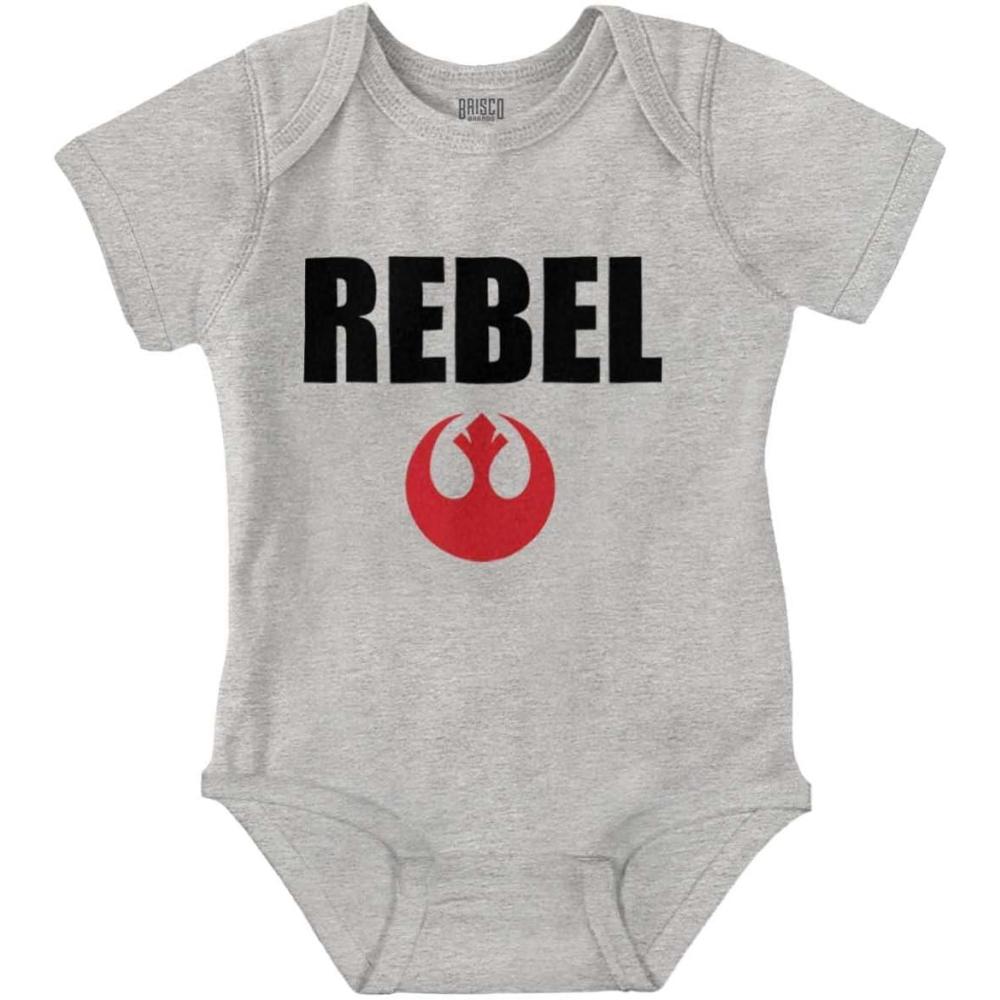 imageBrisco Brands Rebel Dark Galaxy Retro Scifi Nerd Baby Romper Boys or GirlsHeather
