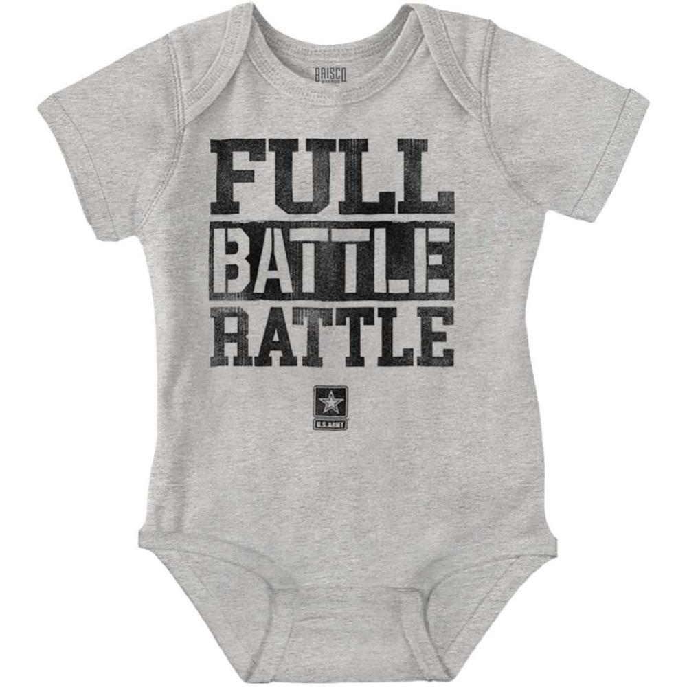 imageBrisco Brands US Army Casual Military PT Style Baby Romper Boys or GirlsHeather