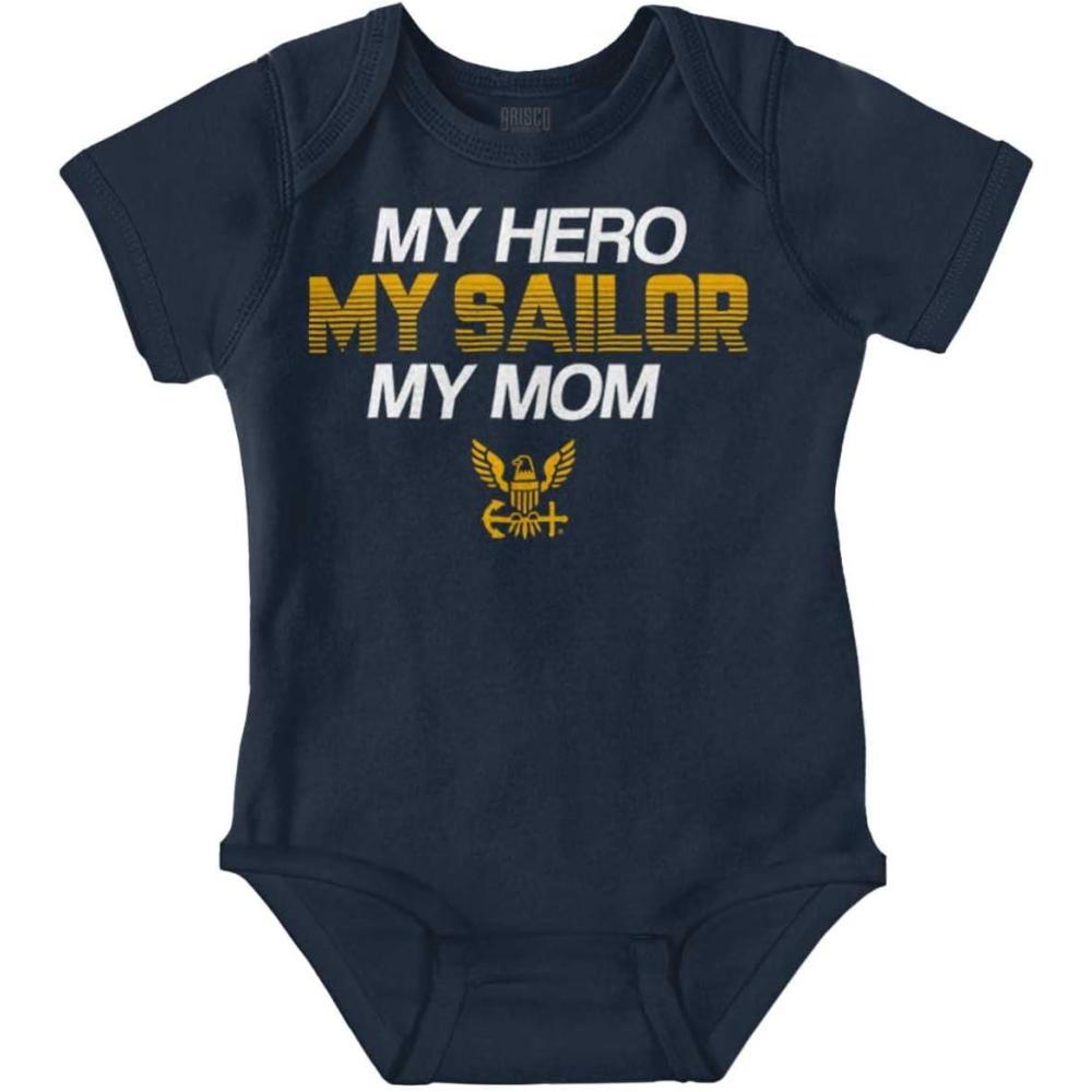 imageBrisco Brands United States Navy Sailor Mom Mother Baby Romper Boys or GirlsNavy