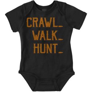 Brisco Brands Crawl Walk Hunt Hunting Life Baby Romper Boys or Girls(Black)