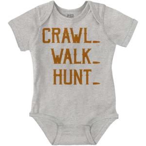 Brisco Brands Crawl Walk Hunt Hunting Life Baby Romper Boys or Girls(Heather)