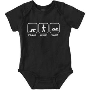 Brisco Brands Crawl Walk Swim Athletic Baby Romper Boys or Girls(Black)