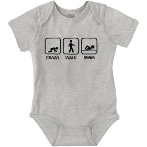 Brisco Brands Crawl Walk Swim Athletic Baby Romper Boys or Girls(Heather)