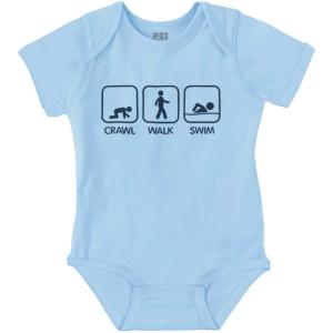 Brisco Brands Crawl Walk Swim Athletic Baby Romper Boys or Girls(Light Blue)