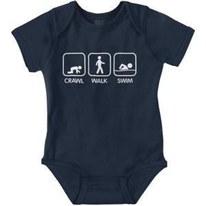 Brisco Brands Crawl Walk Swim Athletic Baby Romper Boys or Girls(Navy)
