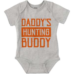 Brisco Brands Daddy’s Hunting Buddy Hunter’s Kiddo Baby Romper Boys or Girls(Heather)