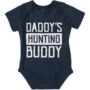 Brisco Brands Daddy’s Hunting Buddy Hunter’s Kiddo Baby Romper Boys or Girls(Navy)