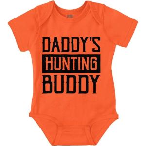 Brisco Brands Daddy’s Hunting Buddy Hunter’s Kiddo Baby Romper Boys or Girls(Orange)