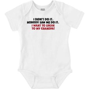Brisco Brands Funny Spoiled Grandchild Love Grandpa Baby Romper Boys or Girls(White)