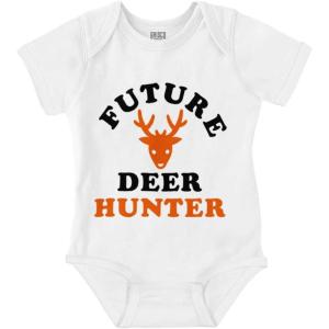 Brisco Brands Future Deer Hunter Buck Hunting Baby Bodysuit Jumper Boys(White)