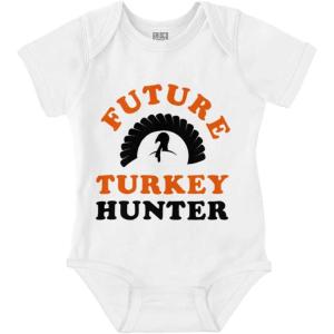 Brisco Brands Future Hunter Cute Hunting Family Baby Romper Boys or Girls(White)