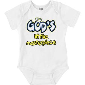 Brisco Brands God’s Little Masterpiece Christian Baby Romper Boys or Girls(White)
