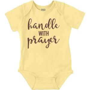Brisco Brands Handle Prayer Christian Religious Baby Bodysuit Jumper Girls(Banana)