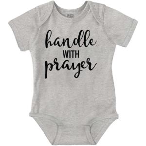 Brisco Brands Handle Prayer Christian Religious Baby Bodysuit Jumper Girls(Heather)