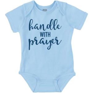 Brisco Brands Handle Prayer Christian Religious Baby Bodysuit Jumper Girls(Light Blue)
