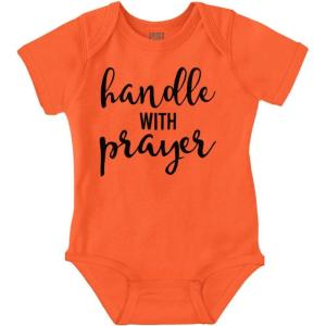 Brisco Brands Handle Prayer Christian Religious Baby Bodysuit Jumper Girls(Orange)
