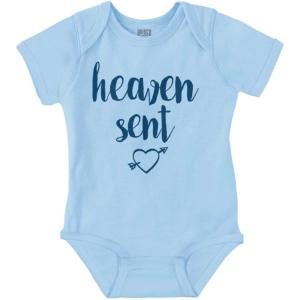 Brisco Brands Heaven Sent Christian Religious Baby Bodysuit Jumper Girls(Light Blue)