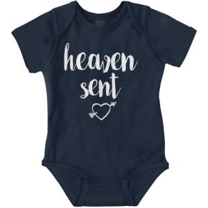 Brisco Brands Heaven Sent Christian Religious Baby Bodysuit Jumper Girls(Navy)