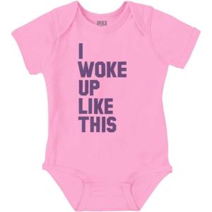 Brisco Brands I Woke Up Like This Sleepy Naptime Baby Romper Boys or Girls(Pink)