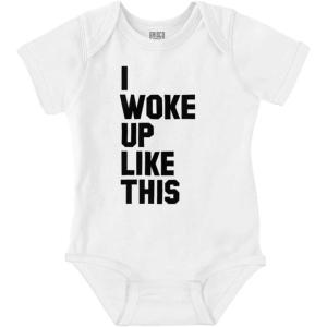Brisco Brands I Woke Up Like This Sleepy Naptime Baby Romper Boys or Girls(White)