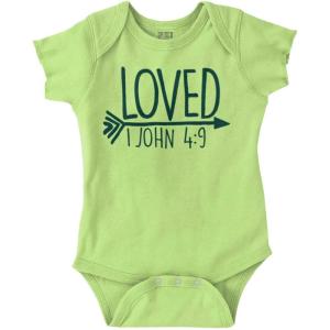 Brisco Brands Loved John 4:9 Christian Arrow Baby Bodysuit Jumper Girls(Key Lime)