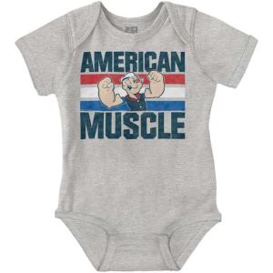 Brisco Brands Popeye The Sailor American Muscle Baby Bodysuit Jumper Boys(Heather)