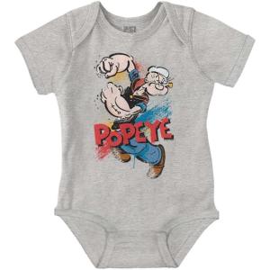 Brisco Brands Popeye the Sailor Retro Cartoon Comic Baby Romper Boys or Girls(Heather)