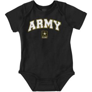 Brisco Brands US Army Logo Military PT Training Baby Romper Boys or Girls(Black)