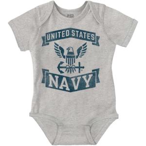 Brisco Brands United States Navy Eagle Anchor Logo Baby Romper Boys or Girls(Heather)