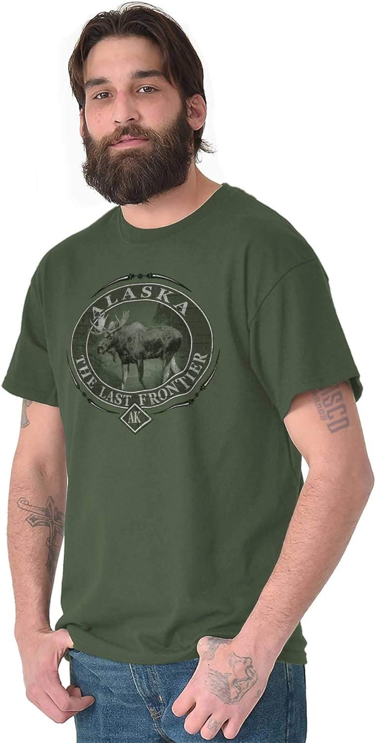 imageAlaska AK Rugged Mountain Moose Graphic T Shirt Men or WomenMilitary Green