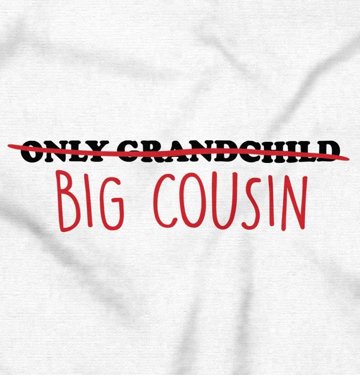imageBrisco Brands Big Cousin Funny Baby Announcement Baby Romper Boys or GirlsWhite