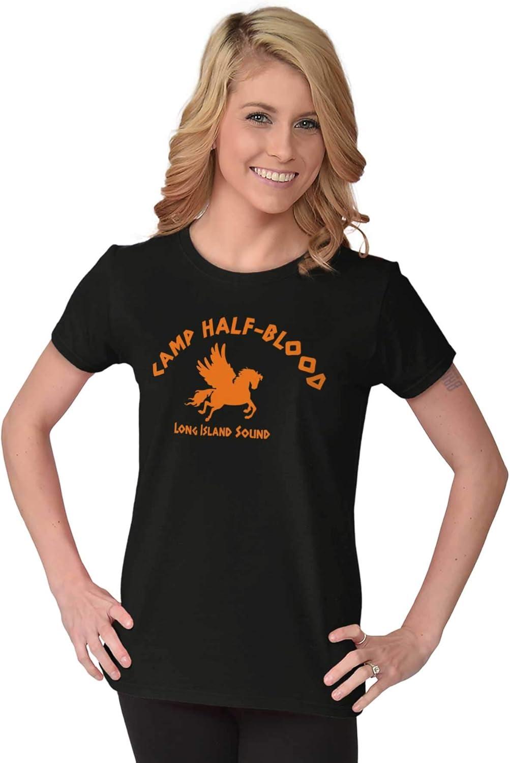 imageBrisco Brands Camp Half Blood Greek Mythology Womens Slim Fit Graphic TeeBlack