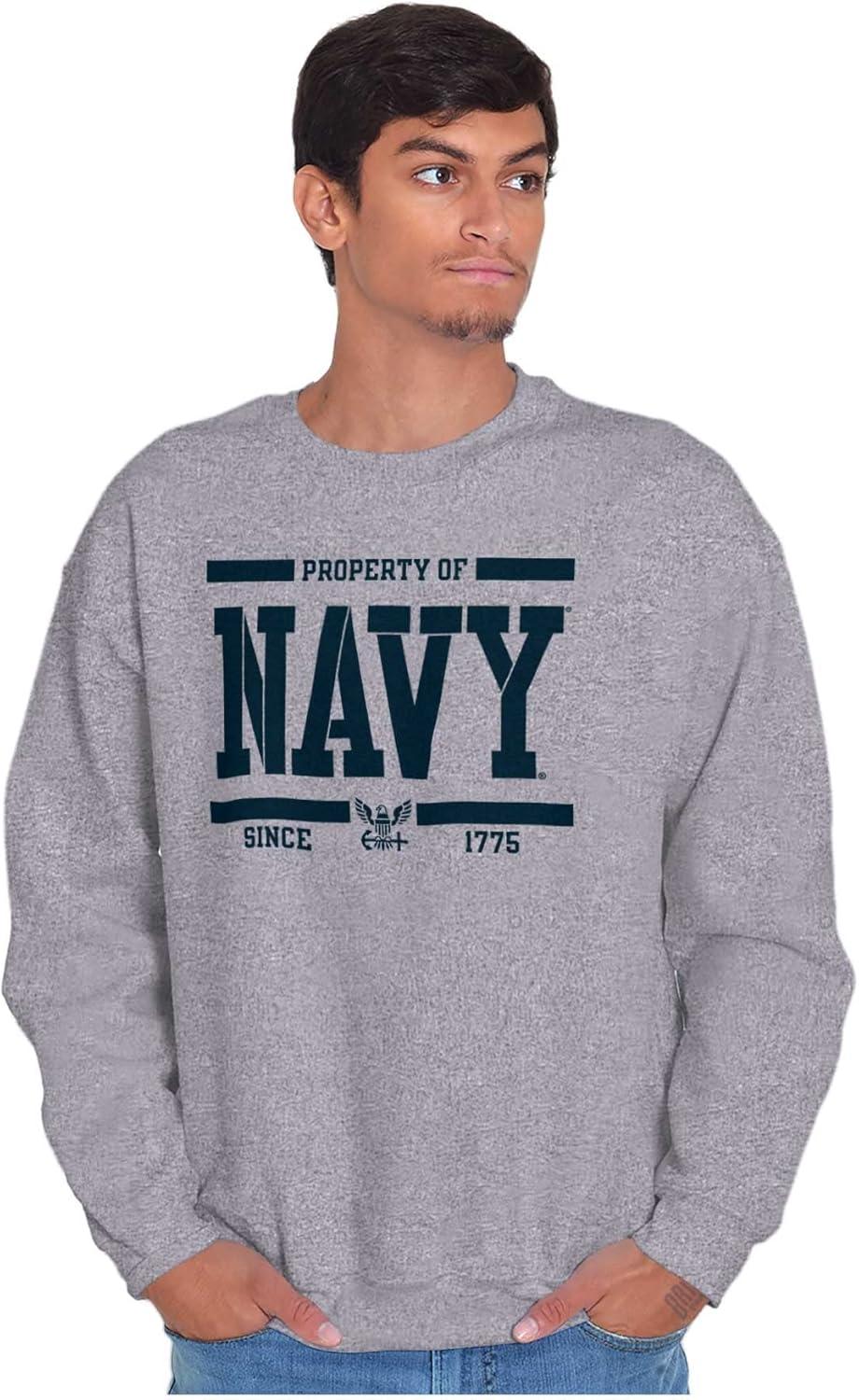 imageBrisco Brands Property of US Navy Military Service Sweatshirt for Men or WomenSport Grey