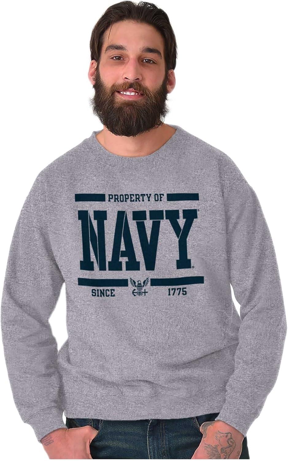 imageBrisco Brands Property of US Navy Military Service Sweatshirt for Men or WomenSport Grey
