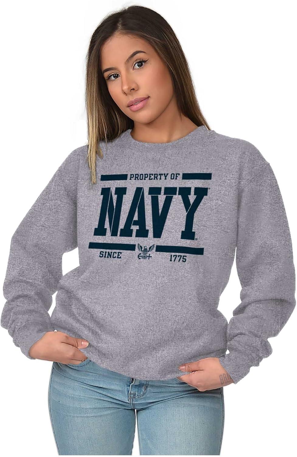 imageBrisco Brands Property of US Navy Military Service Sweatshirt for Men or WomenSport Grey