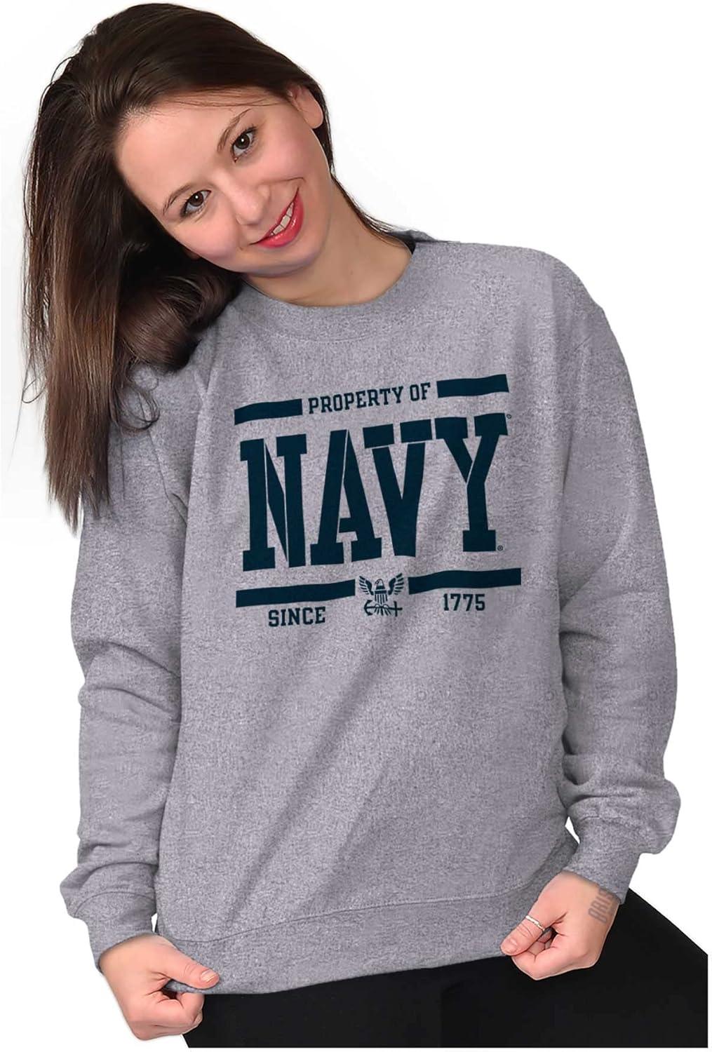 imageBrisco Brands Property of US Navy Military Service Sweatshirt for Men or WomenSport Grey