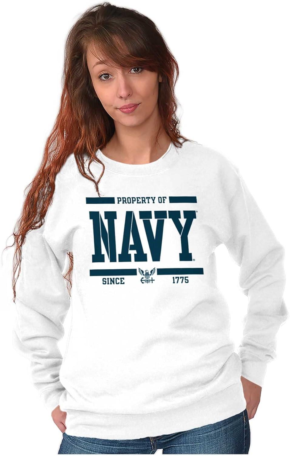 imageBrisco Brands Property of US Navy Military Service Sweatshirt for Men or WomenWhite