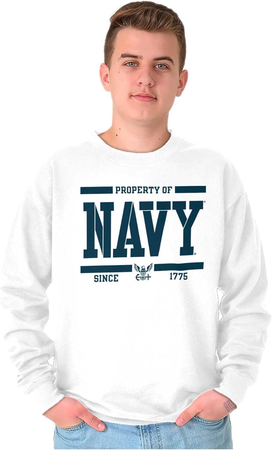 imageBrisco Brands Property of US Navy Military Service Sweatshirt for Men or WomenWhite