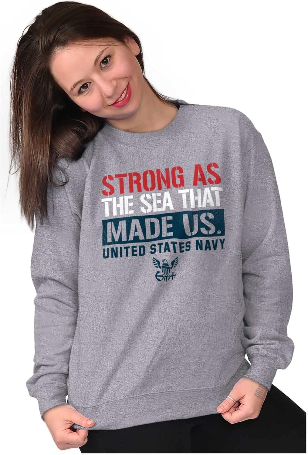 imageBrisco Brands Strong As Sea United States Navy Sweatshirt for Men or WomenSport Grey