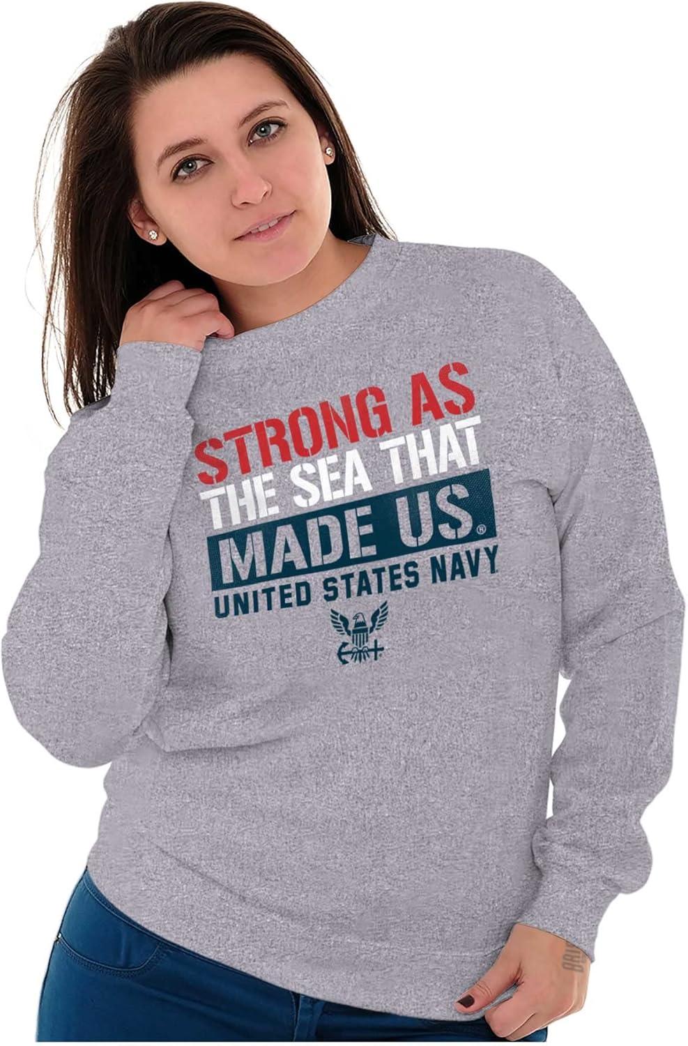 imageBrisco Brands Strong As Sea United States Navy Sweatshirt for Men or WomenSport Grey