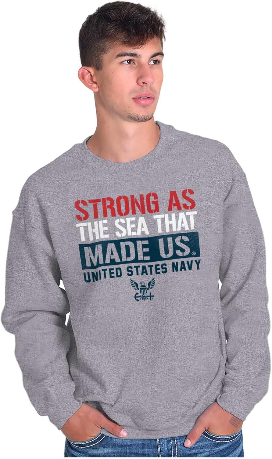 imageBrisco Brands Strong As Sea United States Navy Sweatshirt for Men or WomenSport Grey