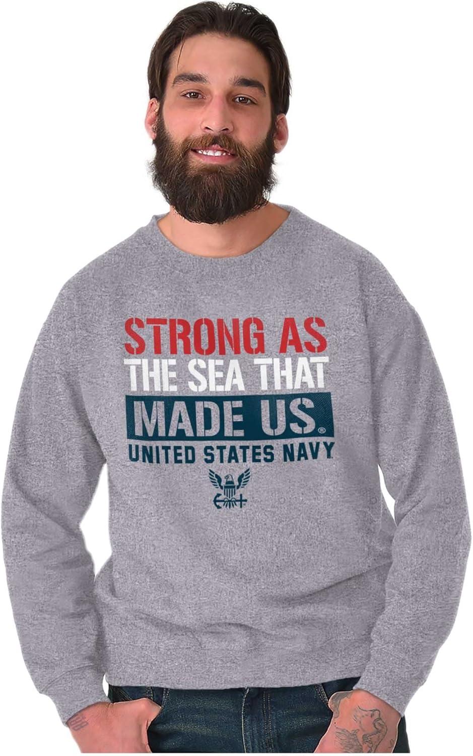 imageBrisco Brands Strong As Sea United States Navy Sweatshirt for Men or WomenSport Grey