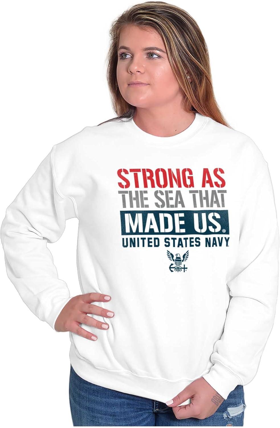 imageBrisco Brands Strong As Sea United States Navy Sweatshirt for Men or WomenWhite