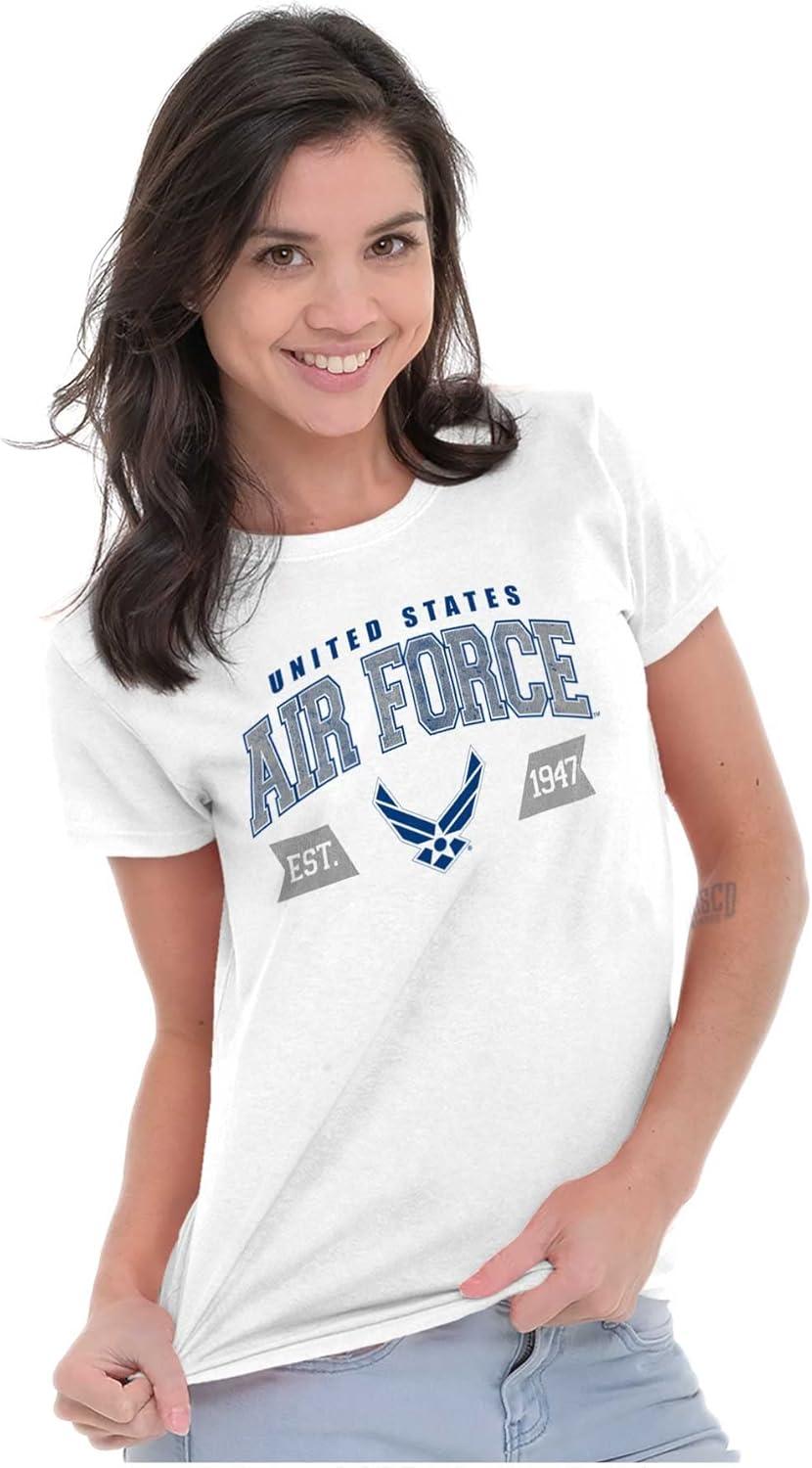 imageBrisco Brands US Air Force Wing Emblem Established Womens Slim Fit Graphic TeeWhite