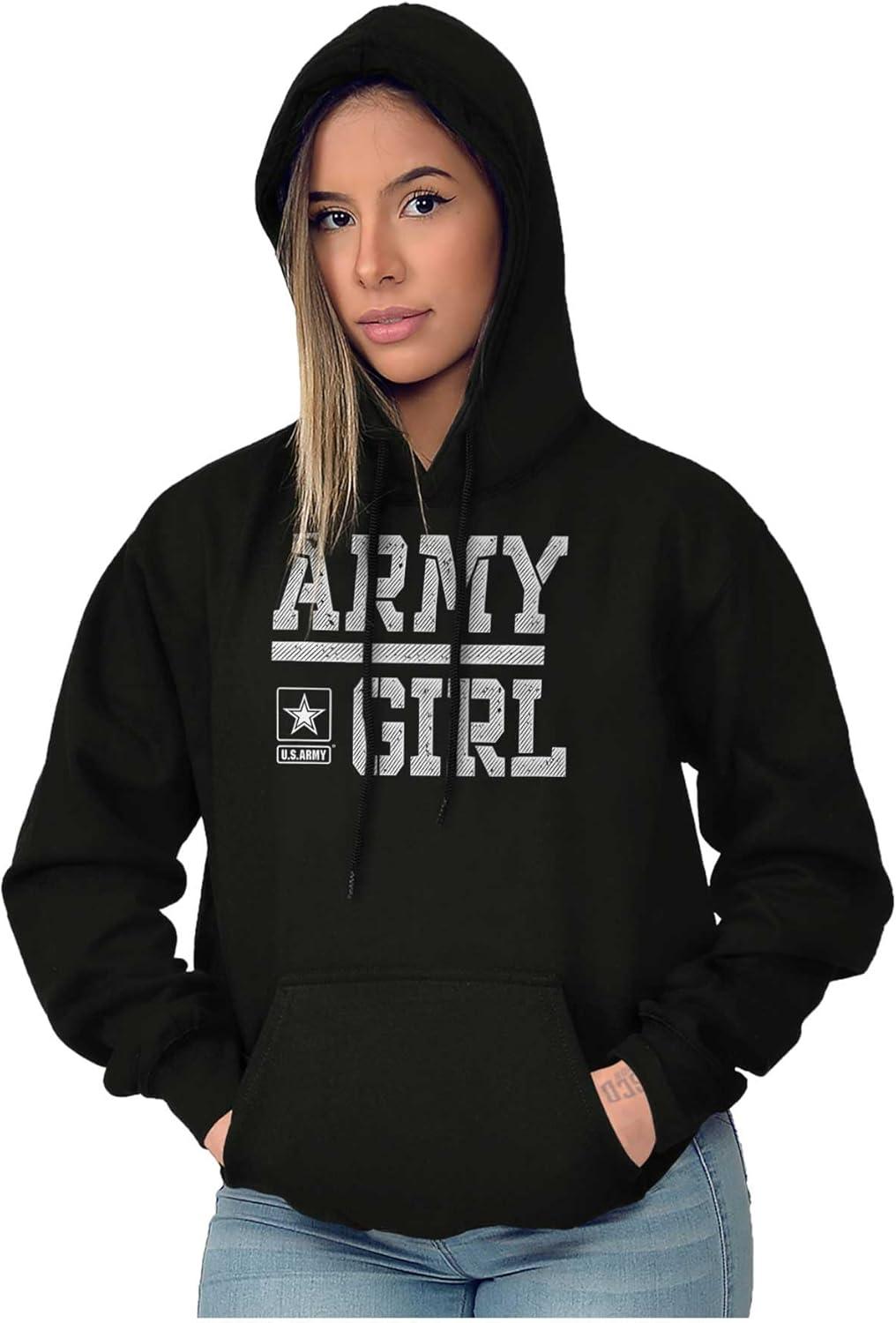 imageBrisco Brands US Army Girl Military Soldier Pride Hoodie Sweatshirt WomenBlack