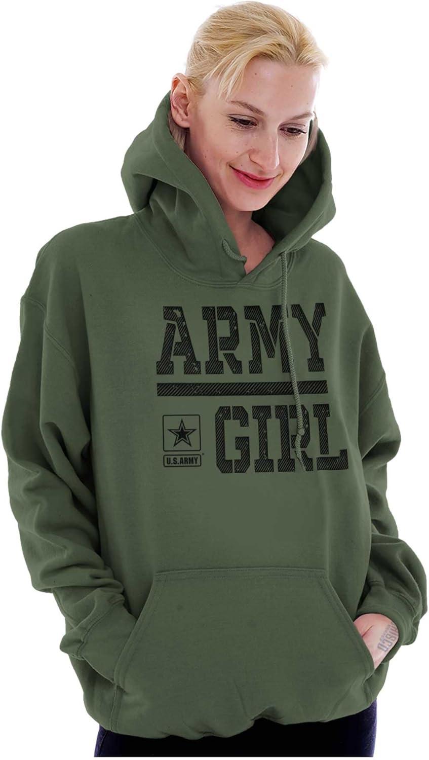 imageBrisco Brands US Army Girl Military Soldier Pride Hoodie Sweatshirt WomenMilitary Green