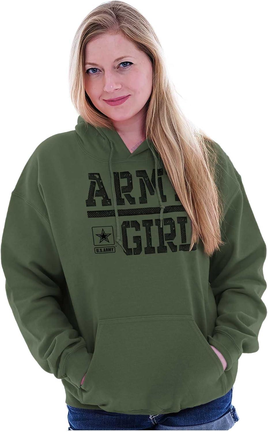 imageBrisco Brands US Army Girl Military Soldier Pride Hoodie Sweatshirt WomenMilitary Green