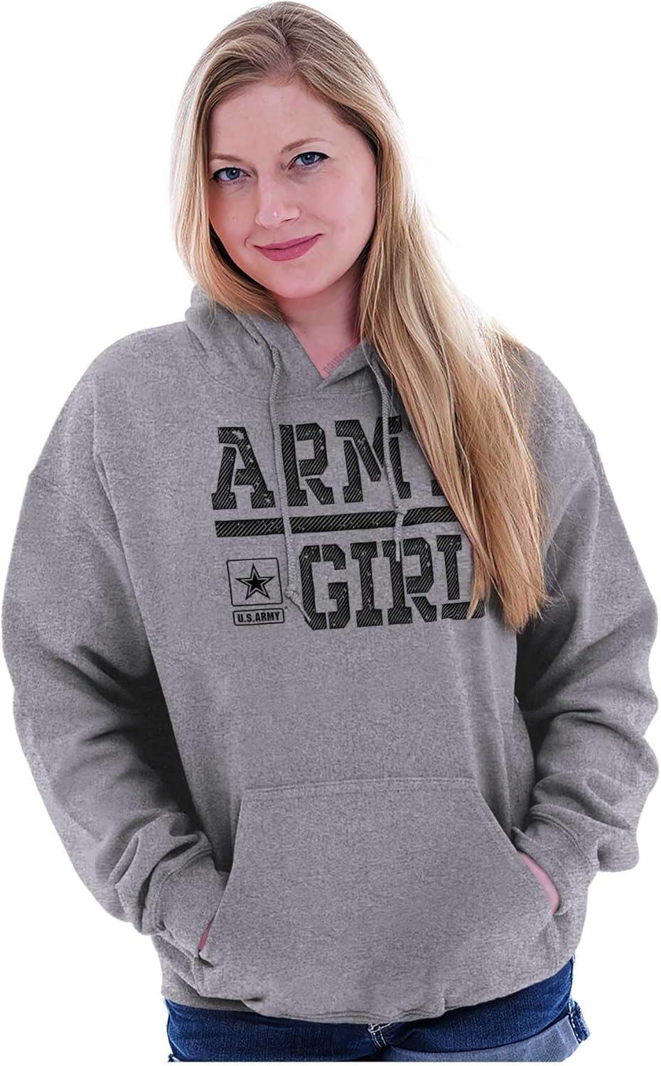 imageBrisco Brands US Army Girl Military Soldier Pride Hoodie Sweatshirt WomenSport Grey