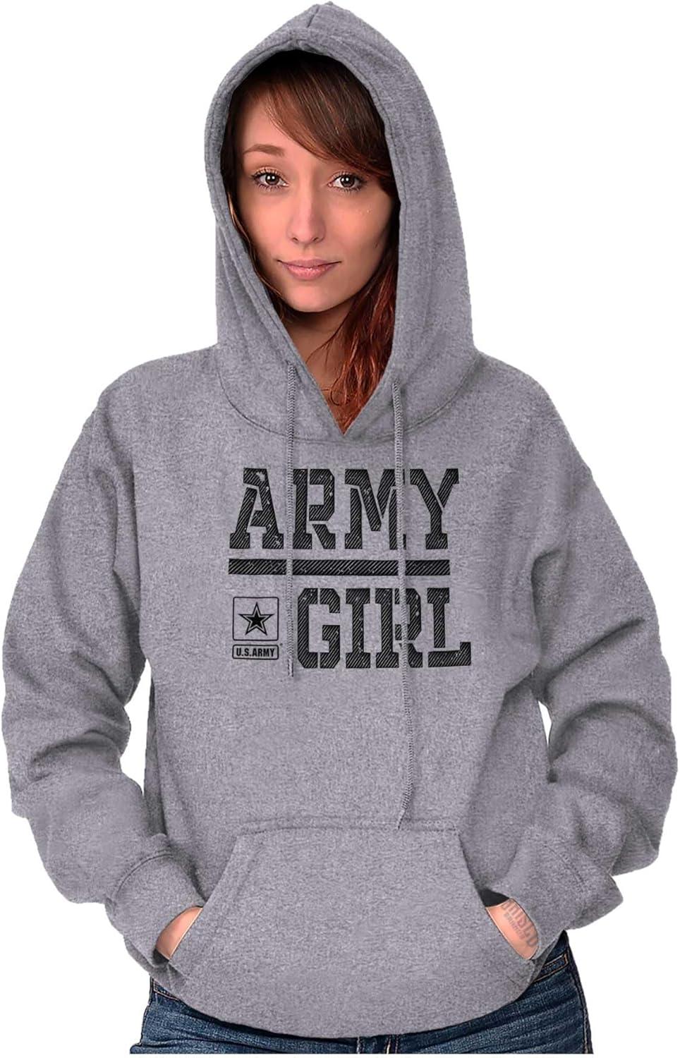 imageBrisco Brands US Army Girl Military Soldier Pride Hoodie Sweatshirt WomenSport Grey